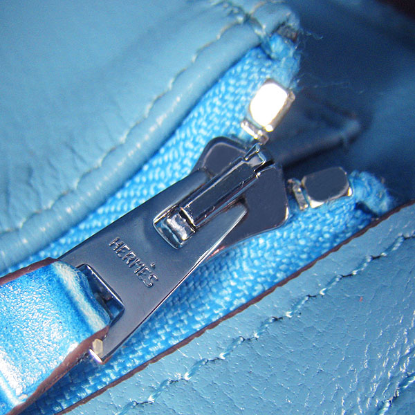 Replica Hermes Birkin 30CM Crocodile Head Veins Bag Light Blue 6088 On Sale - Click Image to Close